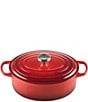 Color:Cerise - Image 1 - Signature 2.75-Quart Oval Enameled Cast Iron Dutch Oven with Stainless Steel Knob