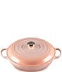 Color:Peche - Image 1 - Signature 5-Qt Enameled Cast Iron Braiser with Stainless Steel Knob
