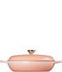 Color:Peche - Image 3 - Signature 5-Qt Enameled Cast Iron Braiser with Stainless Steel Knob
