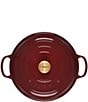 Color:Rhone - Image 2 - Signature 5-Qt. Enameled Cast Iron Braiser with Gold Stainless Steel Knob - Rhone