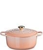 Color:Peche - Image 2 - Signature 5.5-qt. Round Enameled Cast Iron Dutch Oven with Stainless Steel Knob