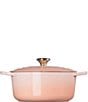Color:Peche - Image 3 - Signature 5.5-qt. Round Enameled Cast Iron Dutch Oven with Stainless Steel Knob