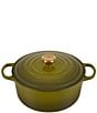 Le Creuset Signature 5.5-Quart Round Enameled Cast Iron Dutch Oven with Gold Stainless Steel Knob, Color:Olive - Image 1