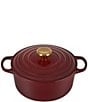 Color:Rhone - Image 1 - Signature 5.5-Quart Round Enameled Cast Iron Dutch Oven with Gold Stainless Steel Knob - Rhone