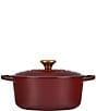 Color:Rhone - Image 2 - Signature 5.5-Quart Round Enameled Cast Iron Dutch Oven with Gold Stainless Steel Knob - Rhone