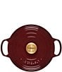Color:Rhone - Image 3 - Signature 5.5-Quart Round Enameled Cast Iron Dutch Oven with Gold Stainless Steel Knob - Rhone