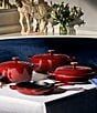 Color:Rhone - Image 5 - Signature 5.5-Quart Round Enameled Cast Iron Dutch Oven with Gold Stainless Steel Knob - Rhone