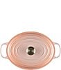 Color:Peche - Image 4 - Signature 6.75-Quart Oval Dutch Oven with Light Gold Knob- Peche