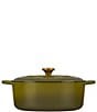 Le Creuset Signature 6.75-Quart Oval Enameled Cast Iron Dutch Oven with Gold Stainless Steel Knob, Color:Olive - Image 2