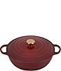 Color:Rhone - Image 1 - Signature 7.5-Quart Round Enameled Cast Iron Chef's Oven with Gold Stainless Steel Knob - Rhone
