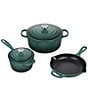 Le Creuset Signature Cast-Iron 5-Piece Cookware Set with Stainless Steel Knob, Color:Artichaut - Image 1