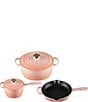 Le Creuset Signature Cast-Iron 5-Piece Cookware Set with Stainless Steel Knob, Color:Peche - Image 1