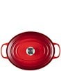 Le Creuset Signature Cast Iron Oval Oven Dutch Oven with Stainless Steel knob, Color:Cerise - Image 4