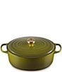 Le Creuset Signature Cast Iron Oval Oven Dutch Oven with Stainless Steel knob, Color:Olive - Image 1