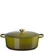 Le Creuset Signature Cast Iron Oval Oven Dutch Oven with Stainless Steel knob, Color:Olive - Image 2