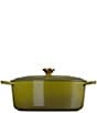 Le Creuset Signature Cast Iron Oval Oven Dutch Oven with Stainless Steel knob, Color:Olive - Image 3