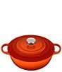 Color:Flame - Image 1 - Signature Enameled Cast Iron Chef's Oven With Stainless Steel Knob, 7.5-Quart