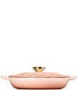 Le Creuset Signature Enameled Cast Iron White with Gold Knob Petal Braiser, 2.25qt., Color:Peche - Image 5