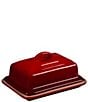 Le Creuset Stoneware Covered Butter Dish, Color:Cerise - Image 1