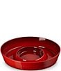 Le Creuset Stoneware Oval Chip and Dip Platter, Color:Cerise - Image 1