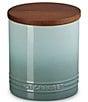 Le Creuset Stoneware Signature Canister with Wood Lid, 1.2 Qt., Color:Sea Salt - Image 1