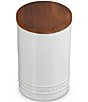 Le Creuset Stoneware Signature Canister with Wood Lid, 26 oz., Color:White - Image 2