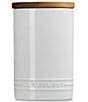 Le Creuset Stoneware Signature Canister with Wood Lid, 26 oz., Color:White - Image 3