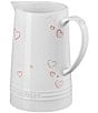 Le Creuset Stoneware Signature Pitcher Mon Coeur Hearts 1.6-Quart, Color:White - Image 2