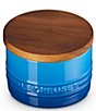 Le Creuset Stoneware Signature Salt Cellar with Wood Lid, 7-oz., Color:Marseille - Image 2