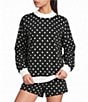 Le Lis Polka Dot Print Mock Neck Long Sleeve Sweatshirt - Image 1