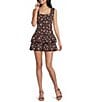 Le Lis Floral Printed Square Neck Button Front Corset Lace Trim Coordinating Tank Top - Image 3