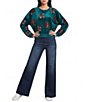 Le Lis Long Sleeve Round Neck Presents And Bows Sequin Embroidered Cropped Sweatshirt - Image 3