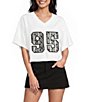 Le Lis Short Sleeve V-Neck #double;95#double; Lace Cropped Tee - Image 1