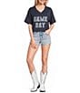 Le Lis Short Sleeve V-Neck Game Day Lace Cropped Tee - Image 3