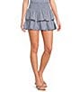 Le Lis Smocked Waist Tiered Lace Trim Mini Skirt - Image 1