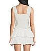 Le Lis Square Neck Button Front Corset Lace Trim Top - Image 6