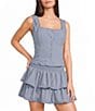 Le Lis Square Neck Button Front Corset Lace Trim Top - Image 1