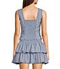 Le Lis Square Neck Button Front Corset Lace Trim Top - Image 2