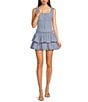 Le Lis Square Neck Button Front Corset Lace Trim Top - Image 3