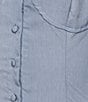 Le Lis Square Neck Button Front Corset Lace Trim Top - Image 4