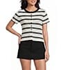Le Lis Striped Short Sleeve Button Front Top - Image 5
