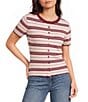 Le Lis Striped Short Sleeve Button Front Top - Image 1
