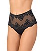 Le Mystere Lace Allure High Waisted Thong With Lurex, Color:Black Lurex - Image 1