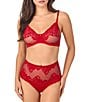 Le Mystere Lace Allure Unlined Scoop Neck Adjustable Bra, Color:Crimson - Image 3
