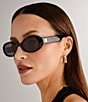 Le Specs Unisex Work It! 53mm Tortoise Oval Sunglasses, Color:Dark Tortoise - Image 5