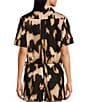 Le' AL.X Le'AL.X Coordinating Printed Button Front Short Sleeve Cropped Camp Shirt, Color:Black/Multi - Image 2