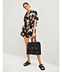 Le' AL.X Le'AL.X Coordinating Printed Button Front Short Sleeve Cropped Camp Shirt, Color:Black/Multi - Image 5