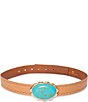 Lele Sadoughi Horizon Oasis Station Turquoise Scalloped Leather Belt - Image 1
