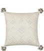 Color:Natural - Image 1 - Le Buci Stitch Tasseled Square Throw Pillow