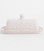 Color:White - Image 2 - French Perle Scalloped Stoneware Covered Butter Dish